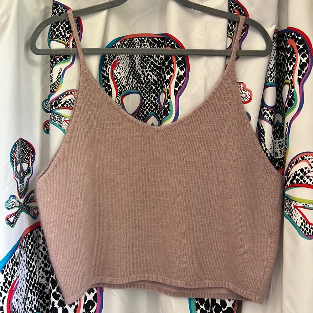 Code x Mode L Large Angora Blend Sweater Knit Tank Top Cami Dusty Lavender
